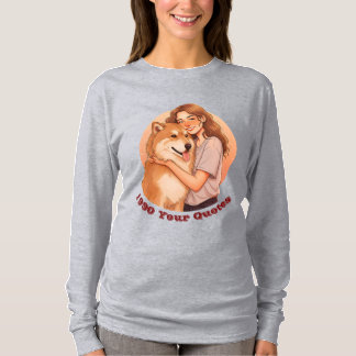 Schattige vrouw en huisdierhond t-shirt
