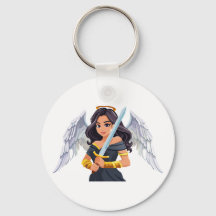 Schattige vrouwelijke engel met open vleugels en z