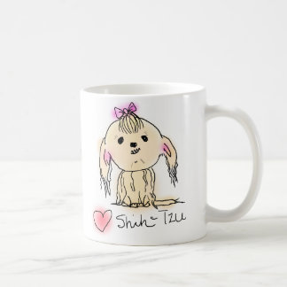 Schattige Vrouwelijke Shih Tzu Doodle Tekening Koffiemok