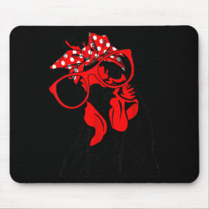 Schattige vrouwen meisje kip met bandana hoofdband muismat