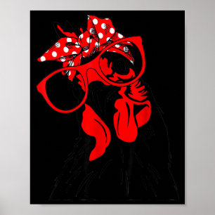 Schattige vrouwen meisje kip met bandana hoofdband poster