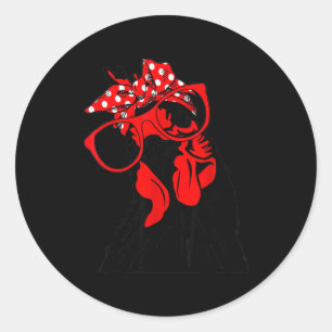 Schattige Vrouwen Meisje Kip Met Bandana Hoofdband Ronde Sticker