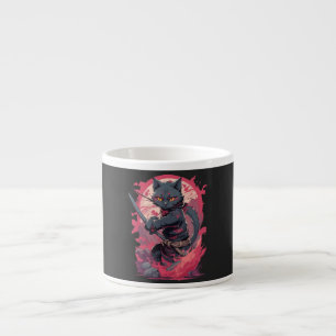Schattige Vuurspat zwarte Ninjapoes Krijger Espresso Kop