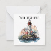 schattige vuurtoren noemen strand notitiekaartje (Voorkant)