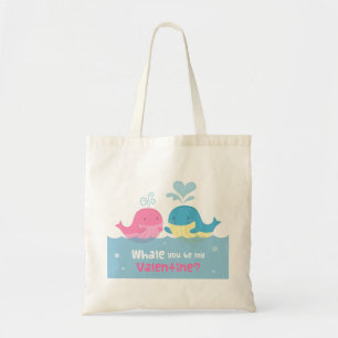 Schattige Wal Vis Je Zal Mij Zijn Roze en Blauwe W Tote Bag