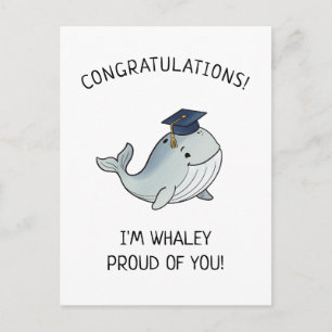 Schattige walvis grap nieuwe afgestudeerde afstude feestdagenkaart