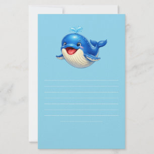 Schattige Walvis met Grote Ogen Gelukkig Oceandier Briefpapier