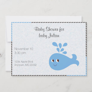 Schattige Walvis met Spuit Mondiale Baby Shower Kaart