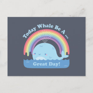 Schattige Walvis Zal Een Geweldige Dag Zijn Grappi Briefkaart
