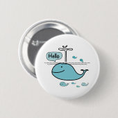 schattige walvis , zeg hallo op het zee ronde button 5,7 cm (Voorkant /achterkant)