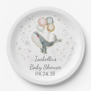Schattige walvisjongen babyshower papieren bordje