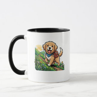 Schattige Wandelende Goud Retriever Puppy Avontuur Mok