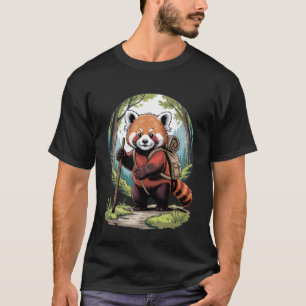 Schattige Wandelende Rode Panda Rugzak Avontuur in T-shirt