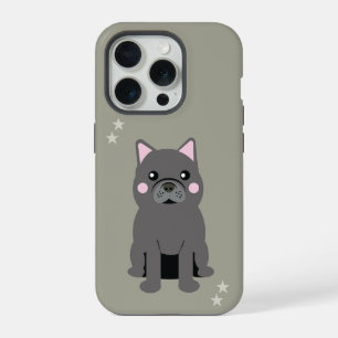 Schattige Wang Grijze Franse Bulldog iPhone 15 Pro Hoesje