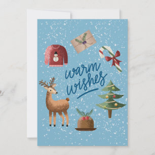Schattige warme wensen Sneeuw Kerstvakantie Feestdagenkaart