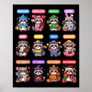 Schattige Wasbeer 12 Maanden Kalender St. Patrick Poster