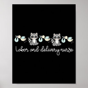 Schattige Wasbeer Arbeid & Bevalling Verpleegster Poster