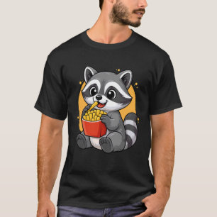 Schattige wasbeer eet frietjes grappige Kawaii die T-shirt