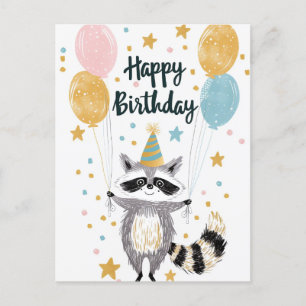 Schattige wasbeer Gefeliciteerd met je verjaardag Briefkaart