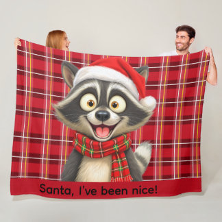Schattige Wasbeer Kerstman Ik ben braaf geweest Fleece Deken