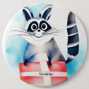 Schattige wasbeer verjaardagscadeau ronde button 6,0 cm
