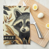 Schattige wasbeerpatroon theedoek (Quarter Fold)