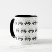Schattige wasbeerpatroon zwart 11 oz combo Mok (Voorkant links)