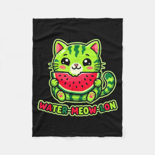 Schattige Water-Meow-Lon Watermeloen Kat Zomer Vak Fleece Deken