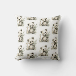 Schattige Watercolor Baby Dieren met Alfabet Panda Kussen