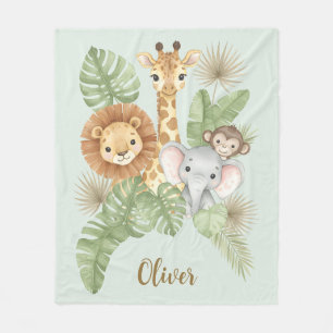 Schattige Watercolor Baby Safari Dieren Fleece Deken
