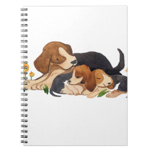 Schattige Watercolor Beagle Puppies en Vlinder Spi Notitieboek