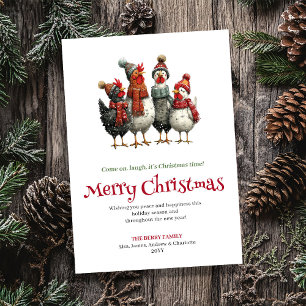 Schattige Watercolor Kippen Kerst Groetkaart Feestdagenkaart