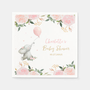 Schattige Watercolor Olifant Bloem Meisje Baby Sho Servet