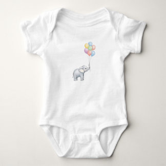 Schattige Watercolor Olifant met Pastel Ballonnen Romper