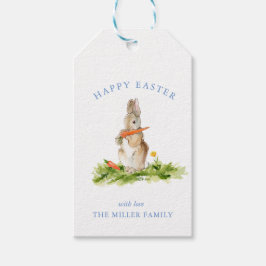 Schattige watercolor paashaas cadeaulabel