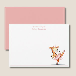 Schattige Watercolor Pastel Giraffe Ballerina Beda Notitiekaartje