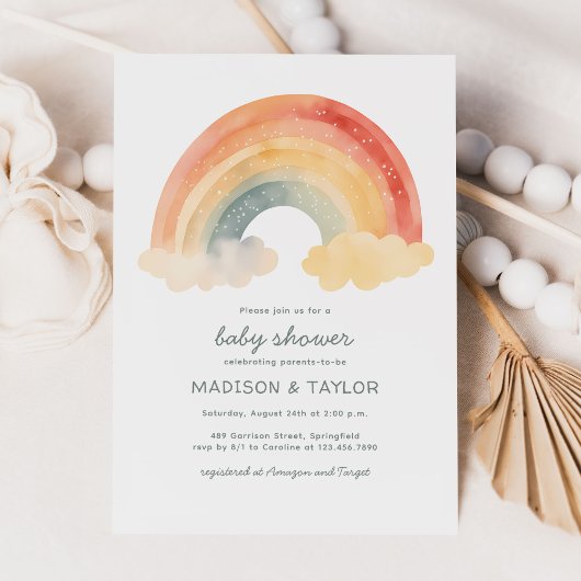 Schattige Watercolor Regenboog Geslacht Neutrale B Kaart