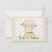 Schattige Watercolor Schaap Eid Al-Adha Plat Notit