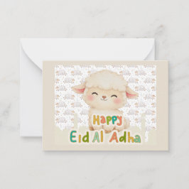 Schattige Watercolor Schaap Eid Al-Adha Plat Notit Notitiekaartje