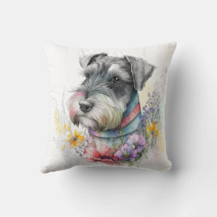 Schattige Watercolor Schnauzer Puppie Hond Kussen