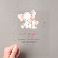 Schattige Watercolour Olifant Meisje Baby Shower