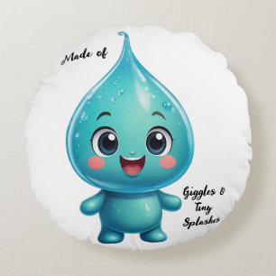 Schattige waterdruppel Cartoon Karakter - Schattig Rond Kussen