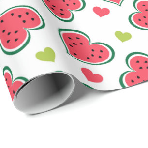 Schattige Watermeloen Harten Girly Meloenen Fruitp Cadeaupapier