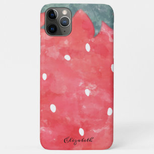 Schattige waterverf aardbei iPhone 11 pro max hoesje