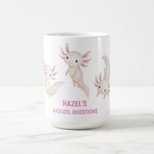 Schattige Waterverf Axolotl Vragen Gepersonaliseer Koffiemok