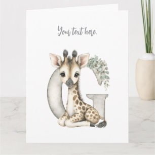 Schattige waterverf baby dier alfabet Giraffe Bedankkaart