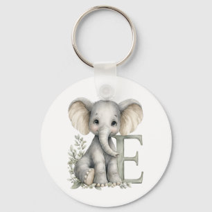 Schattige waterverf baby dier alfabet Olifant Sleutelhanger