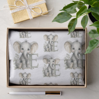 Schattige waterverf baby dier alfabet Olifant Tissuepapier