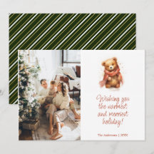 Schattige Waterverf Beer met sjaal Kerstmis Foto