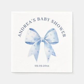 Schattige Waterverf Blauwe Strik Baby Borrel Servet